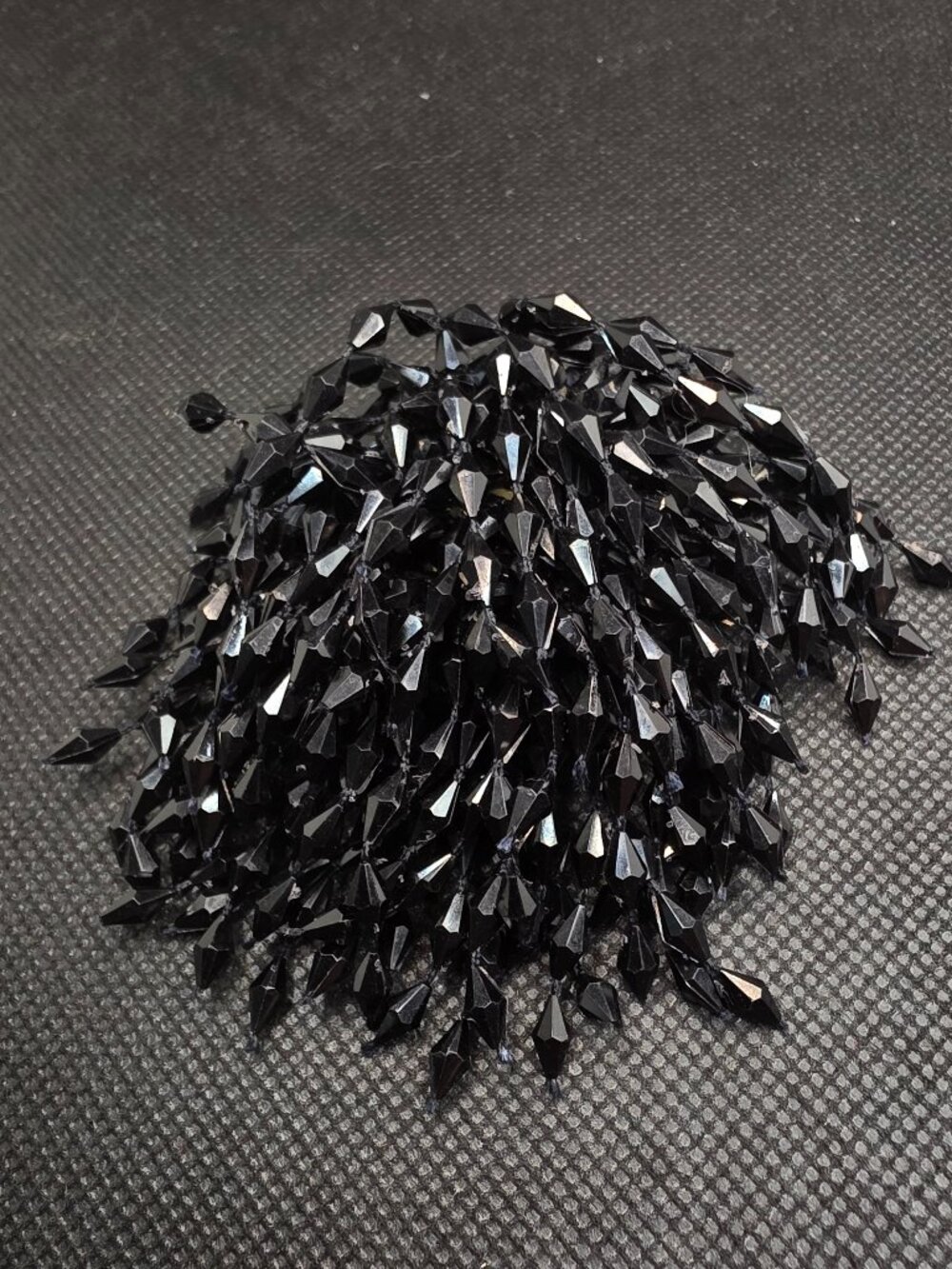 Vintage Black Acrylic Fringe Pom Pom Brooch MCM Beaded Statement Brooch